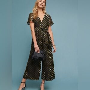 ANTHROPOLOGIE METALLIC POLKA DOT JUMPSUIT BY ASTR